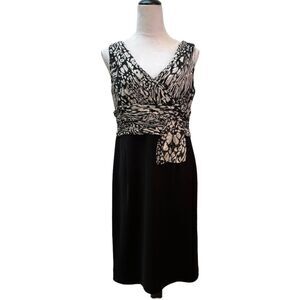 Black Sheath‎ Dress Animal Print Sleeveless Knee Length Career Cocktail